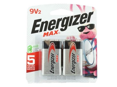 Energizer Max 522-BP-2 9V Alkaline Battery with Snap Connector - 2 Piece Retail
