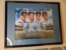 1961 NEW YORK YANKEES INFIELD AUTOGRAPH 8X10 PHOTO Tony Kubek, Boyer, Skowron