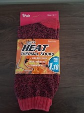 ladys heat thermal socks size 9-11 thick cushion, max heat, 1 pair