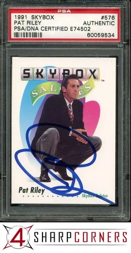 1991 SKYBOX #576 PAT RILEY HOF POP 2 PSA AUTHENTIC DNA AUTO