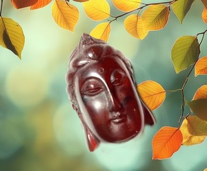 Old Chinese Red Amber Carved Buddhism Kwan-yin Guan Yin bead pendant