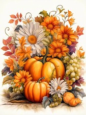 Autumn Diamond Art Kits for Adults Pumpkin Diamond Painting Kit 12x16in 5D Dia