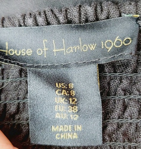 Crop top femme smocké House of Harlow 1960 taille 8 manches bouffantes noir - Photo 3/6