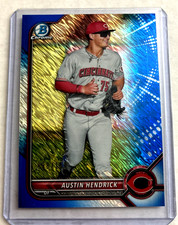 Blue Shimmer Refractor- 2022 Bowman Chrome #BCP-33- Austin Hendrick Rc #d/150