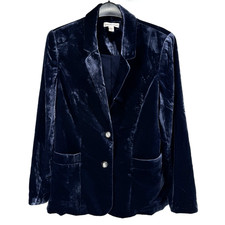 Coldwater Creek Size 10 Dark Blue Velvet Blazer With Pockets