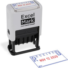 2445 Date Stamp with Text - Blue and Red Ink (Gray Mount, Received)