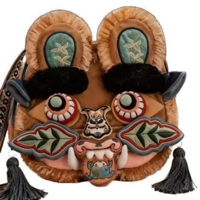 Tiger Face Tasche Artisan-Made Animal Face Umhängetasche Quasten