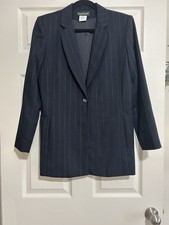 Harve Benard Long Blazer Women  s 8 Charcole 100 Wool