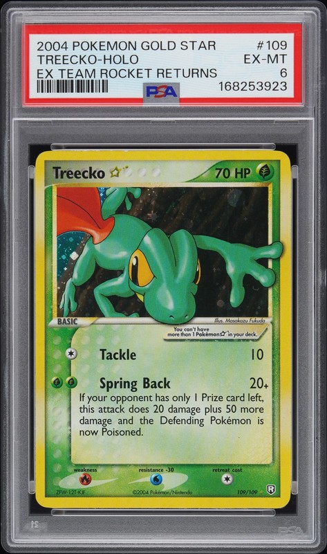 2004 POKEMON EX TEAM ROCKET RETURNS GOLD STAR #109 TREECKO-HOLO PSA 6
