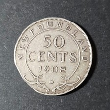 1908 Newfoundland 50 fifty cents SILVER - COMBINE - NF-291