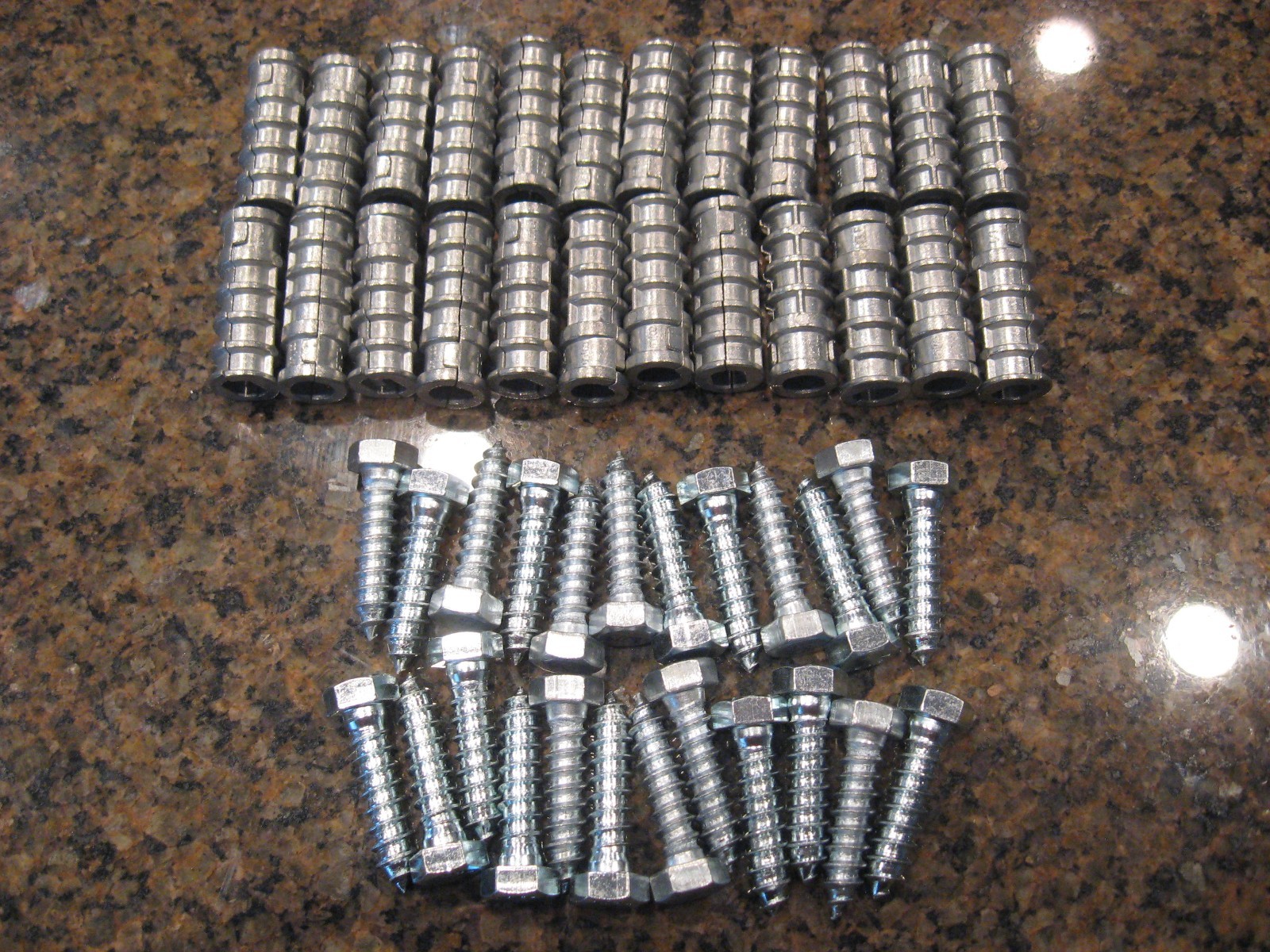 24pc- 3/8" x 1 3/4" Long (5/8" Hole) Cast Lag Shield Anchors w/ 1 1/2" Bolts