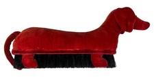 Antique Steiff Dachshund Clothes Brush Austria Red Velvet Glass Eyes 9 Inch