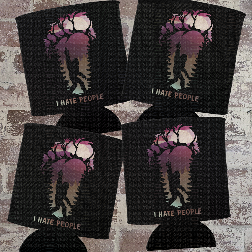 Bigfoot Koozie Bigfoot Can Coolers I Hate People Funny Bigfoot Party Favors