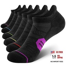 6 Pack Women's Ankle Running Socks Cushioned Low Cut Tab Small Black Mixed