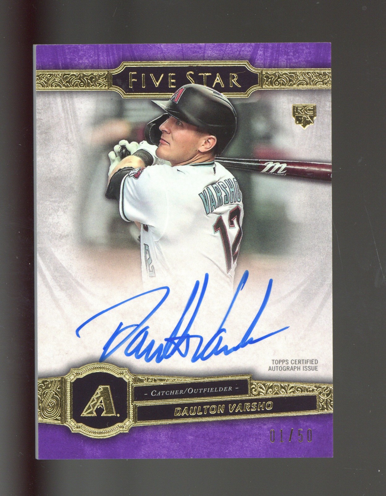 2021 Topps Five Star #FSA-DV Daulton Varsho PURPLE /50 ROOKIE RC AUTO