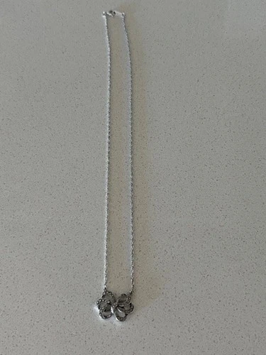 VTG AVON 1982 "Romantic Ribbons" Marcasite Bow Silver Tone 18" Chain Necklace
