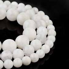 Natural Stone Beads 8mm White Moonstone Polished Round Smooth Gemstone