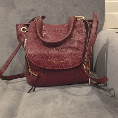 Michael Kors Burgundy Pebbled Backpack, Medium, Gold Hardware