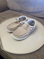 Hey Dude Wendy Funk Wool Lined Beige Slip On Women's Shoes Size 6