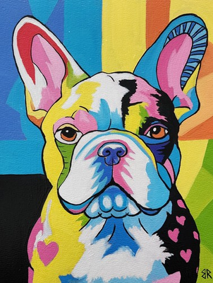 #ad Bulldog Painting by BR Frenchie Pop 8.5quot; x 11quot; Original Pop Art Dog $187.00