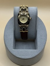 Stauer Cuir Classique Ladies Wristwatch Brown Leather Strap Gold Tone Case