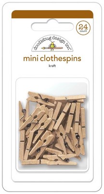 Doodlebug Embellishment Lot Mini Clothespins Add Dimension Projects 14 Colors