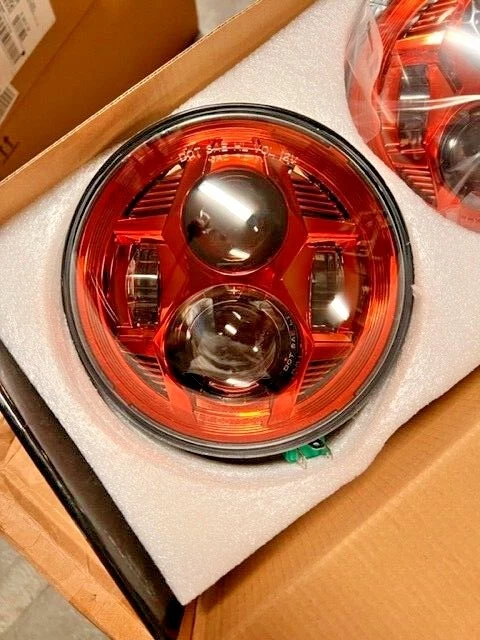 7" LED Custom RED Headlights for Jeep Wrangler JK CJ TJ LJ Liberty Hummer - Image 2 of 4