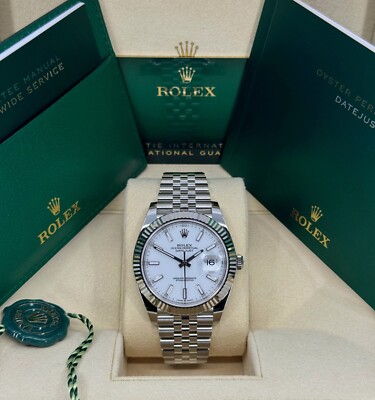 Unworn Rolex Datejust 41mm, White, Jubilee, 126334, dated 2025