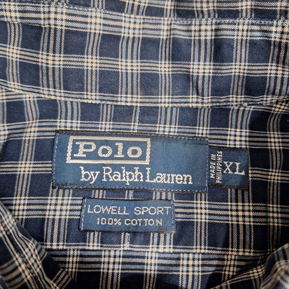 Polo Ralph Lauren Shirt Mens XL Blue White Lowell Sport L/S button 