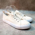 Serra Womens 49796 Size 8 Tan White Textile Striped Lace Up Casual Sneaker