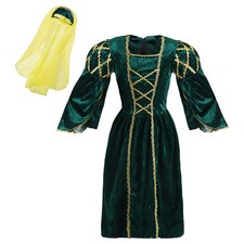 RICH TUDOR PRINCESS GREEN  DRESS KIDS HISTORICAL SCHOOL VICTORIAN FANCY DRESS