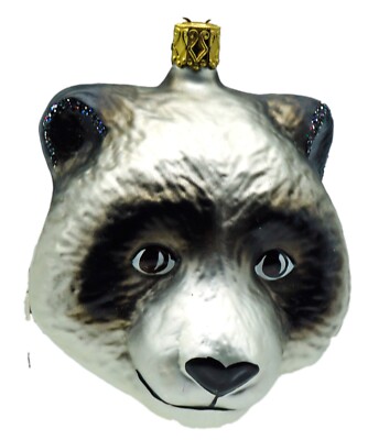 Blown Glass Christmas Ornament Inge-Glas Panda Head Ornament Inge's Heirlooms
