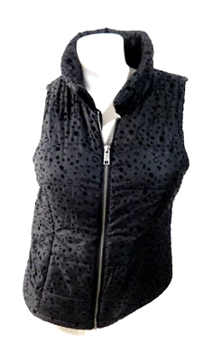Femmes Matelassé Gilet Christopher & Banks sans Manche Noir TAILLE S Velvet - Photo 1/4