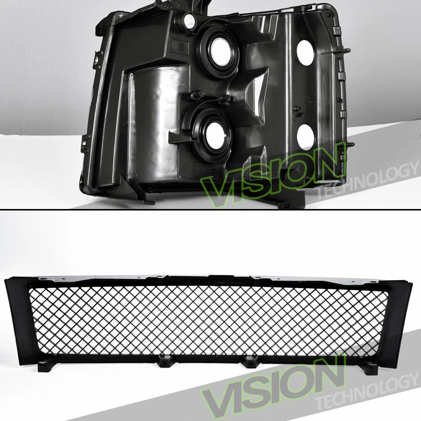 For 07-13 Silverado 1500 Blk Headlights Parking Lamps Nb+Glossy Mesh Front Grill - Image 4 of 4