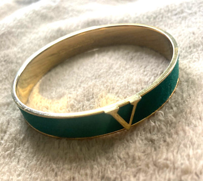VINCE CAMUTO Gold Tone Sea Green Genuine Leather/Suede Bangle Bracelet Preowned