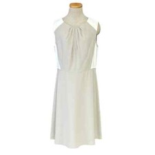 Elie Tahari Dress Women's 12 Beige Rosario Sleeveless A-Line Midi NWT
