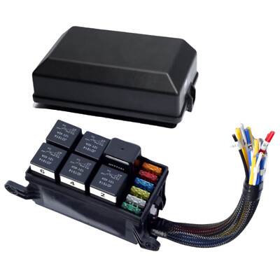 Universal 12V Relay Box Kit – 4 Relays, 12 Fuses, Pre-Wired For Easy Install In Cars, Trucks, Boats