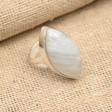 Rainbow Moonstone Gemstone Handmade 925 Sterling Silver Ring Jewelry
