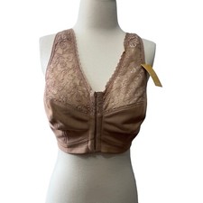 DELIMIRA Women Front Closure Bra Full Coverage Wirefree Lace Plus Size Racerback
