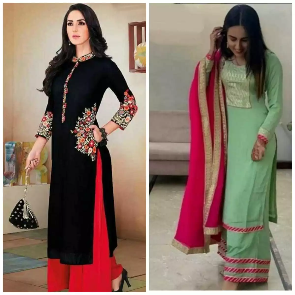 New Combo Of two Kurta Set Straight Kurti with Pant/Plazo 3 ...