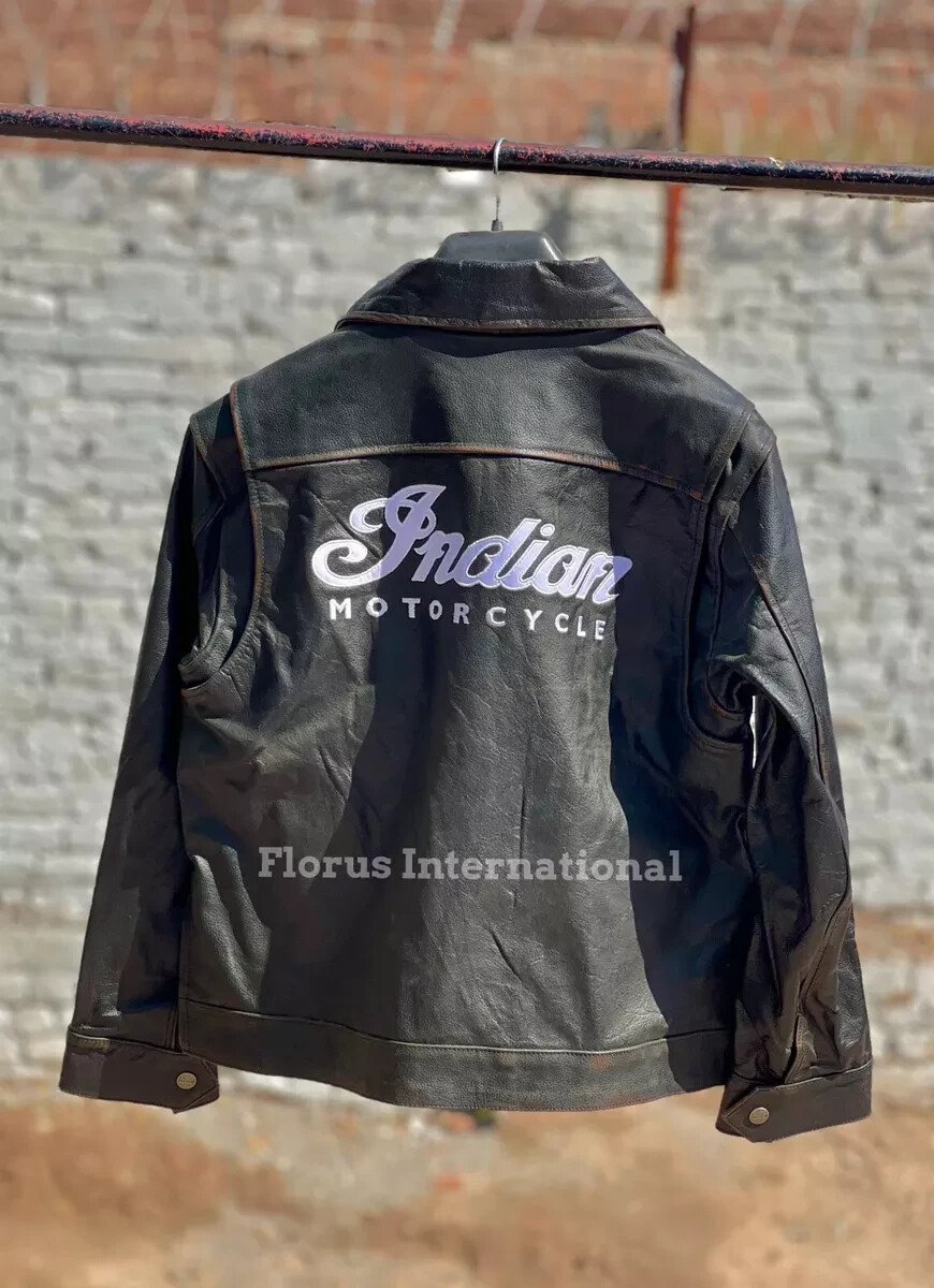 Indian Motorcycle Jacket Vintage Racing Real Cowhide Leather Indian Motorcycle Jacket Vintage Racing Real Cowhide Leather