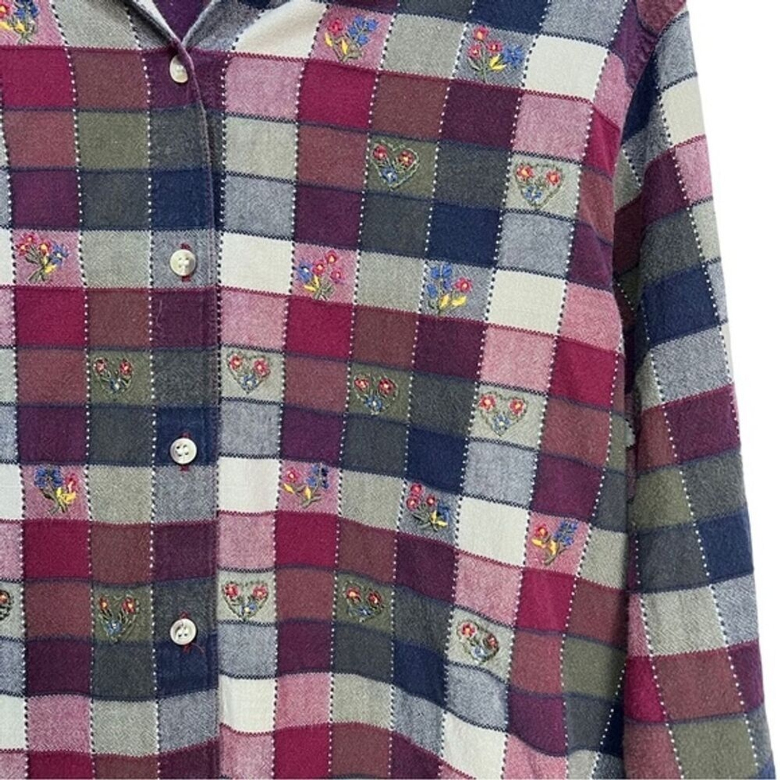 Vintage Patchwork Embroidered Button Down Shirt F… - image 2