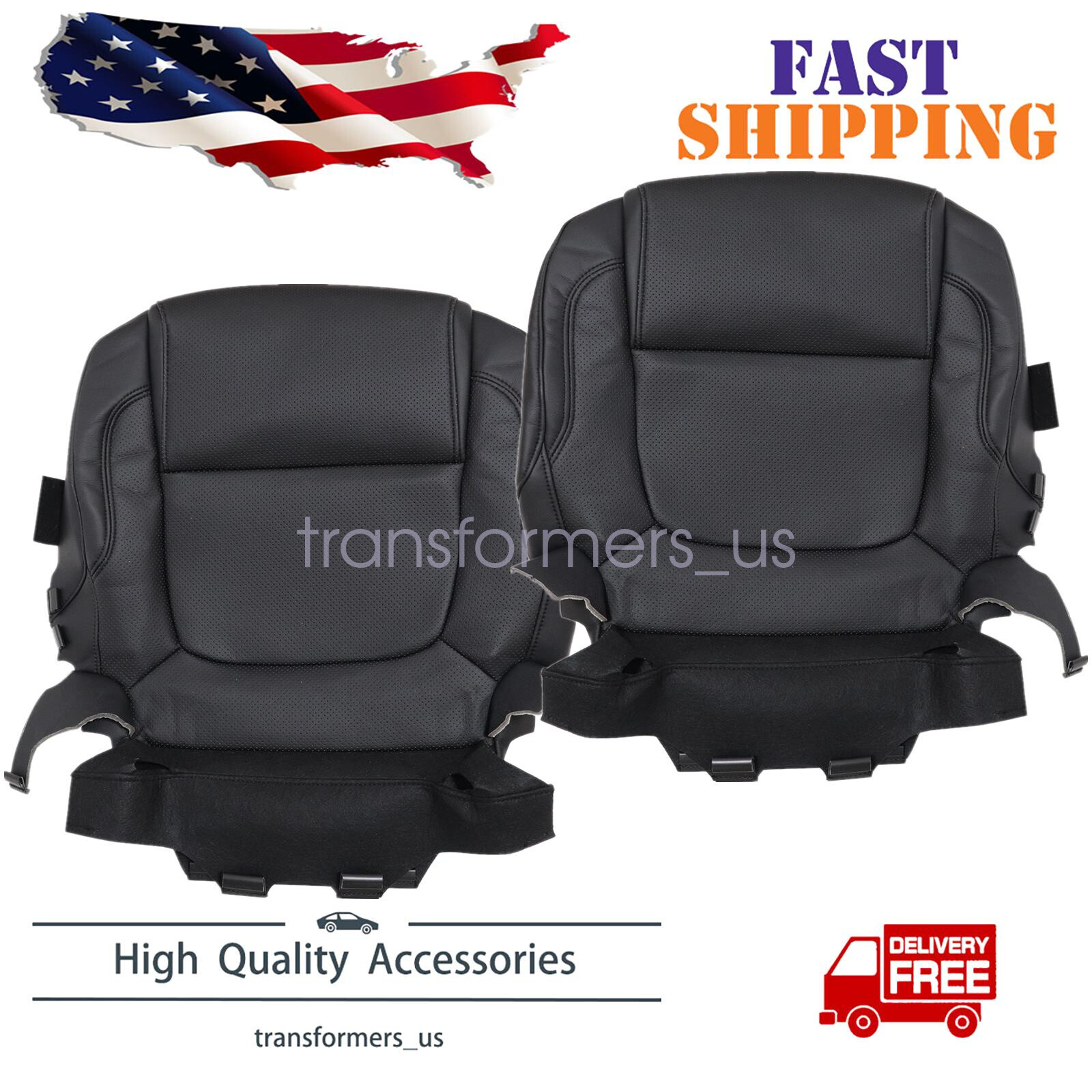 2011-2015 Fits FORD Explorer Driver & Passenger Bottoms Leather Seat Cover Black