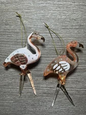 Dept. 56 Deck the Shores 2013 Set of 2 Glass Flamingo Ornaments The Ritz Carlton