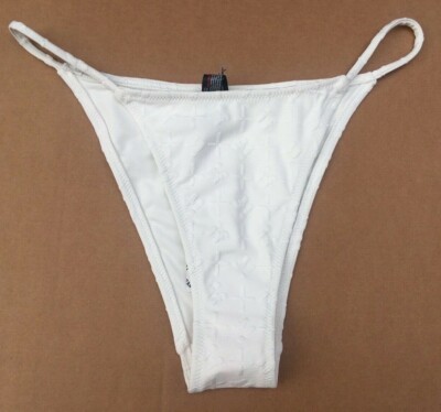 Out From Under iets frans... Bademode Logo IF Tanga Bikini Slip weiß Gr. M 