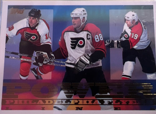 1995-96 Topps Power Lines #1PL John LeClair Eric Lindros Mikael Renberg HOF