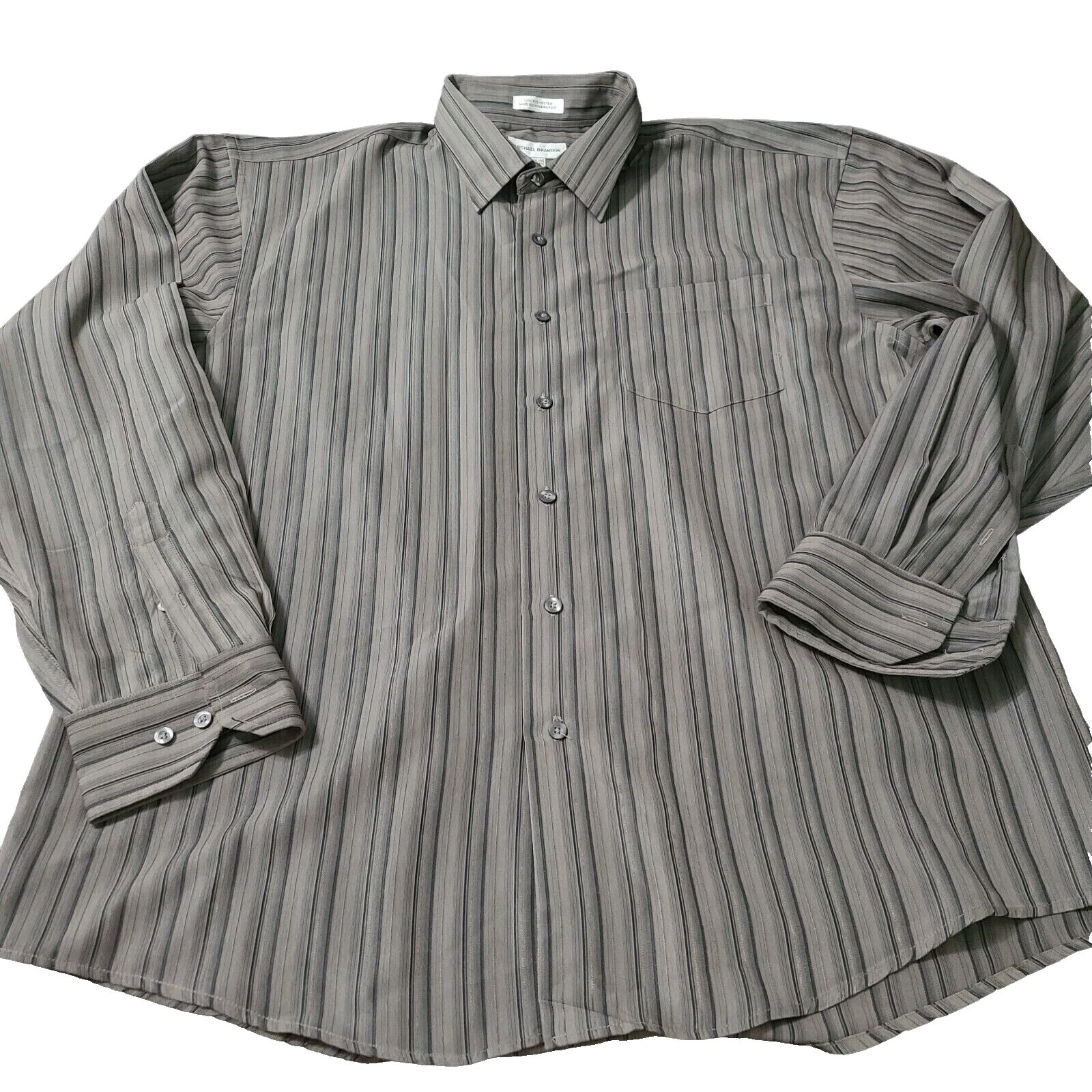 Camisas informales con botones para hombre Michael Brandon de poliéster a rayas