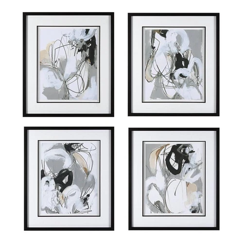 Uttermost Tangled Threads Abstract Framed Prints in Multi-Color (Set of 4) - Picture 1 of 5