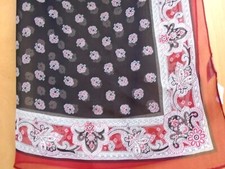 Talbots Darker Colors Floral Paisley Design 100 Luxurious Chiffon Silk Scarf 