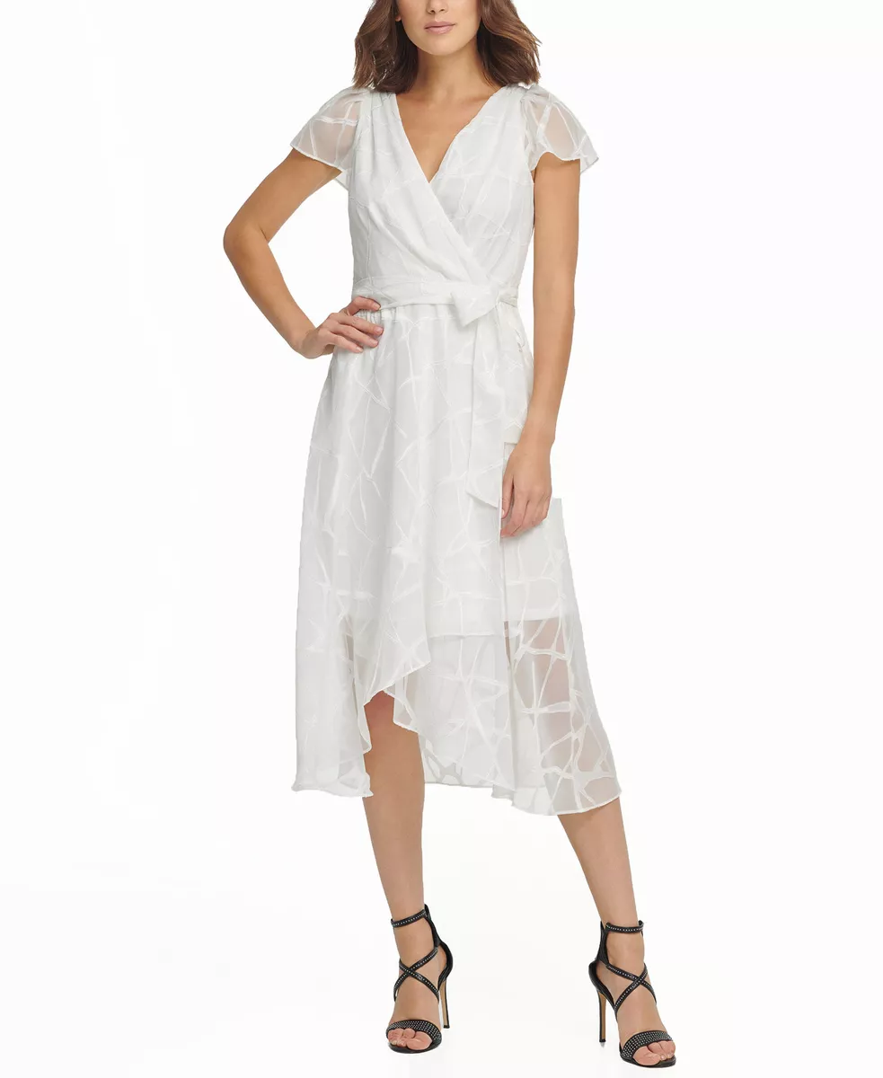 Cream midi wrap clearance dress